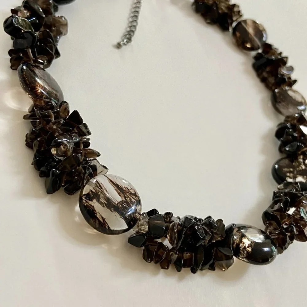 Beautiful Black Summer Chic Beaded Chunky Necklace